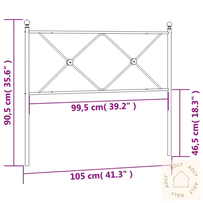 Sengegavl I Metall Svart 100 Cm