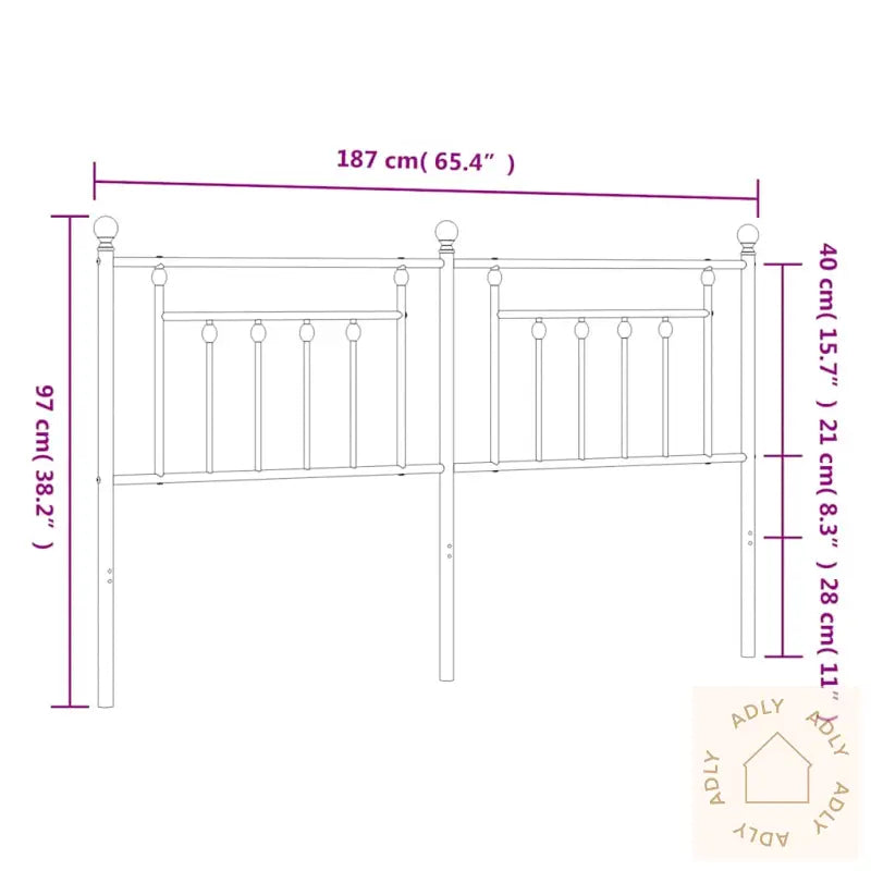 Sengegavl I Metall Hvit 180 Cm