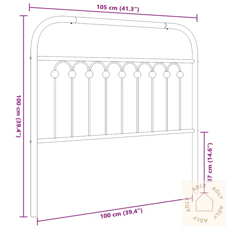 Sengegavl I Metall Svart 100 Cm