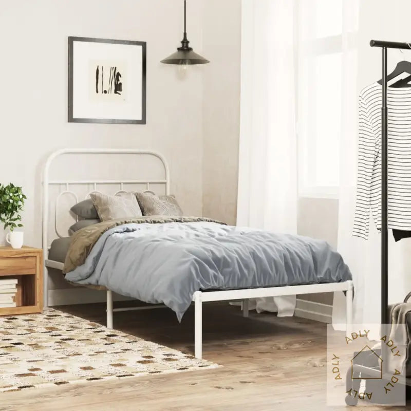 Sengegavl I Metall Hvit 90 Cm