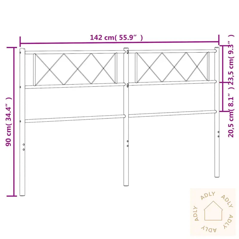 Sengegavl I Metall Svart 135 Cm