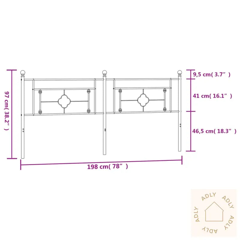 Sengegavl I Metall Hvit 193 Cm