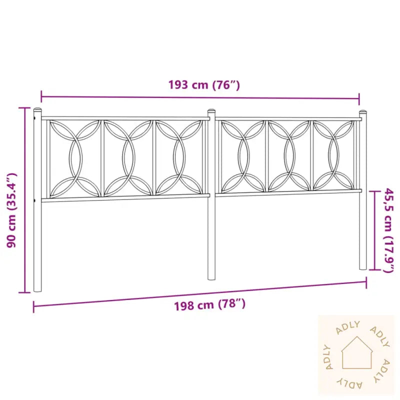 Sengegavl I Metall Hvit 193 Cm