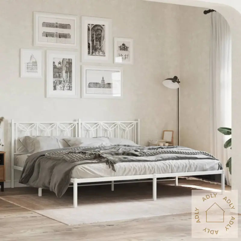Sengegavl I Metall Hvit 193 Cm