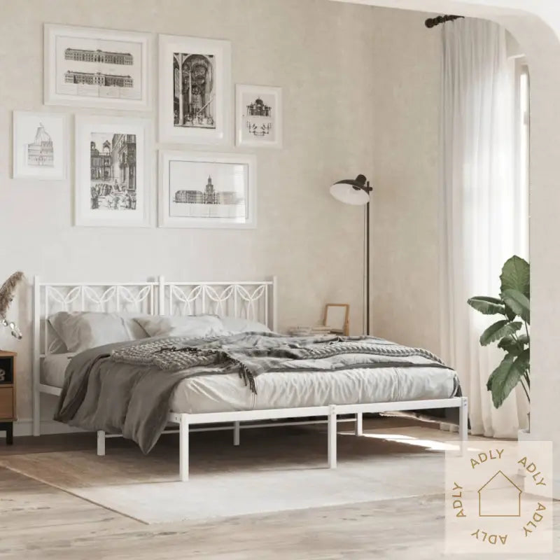Sengegavl I Metall Hvit 150 Cm