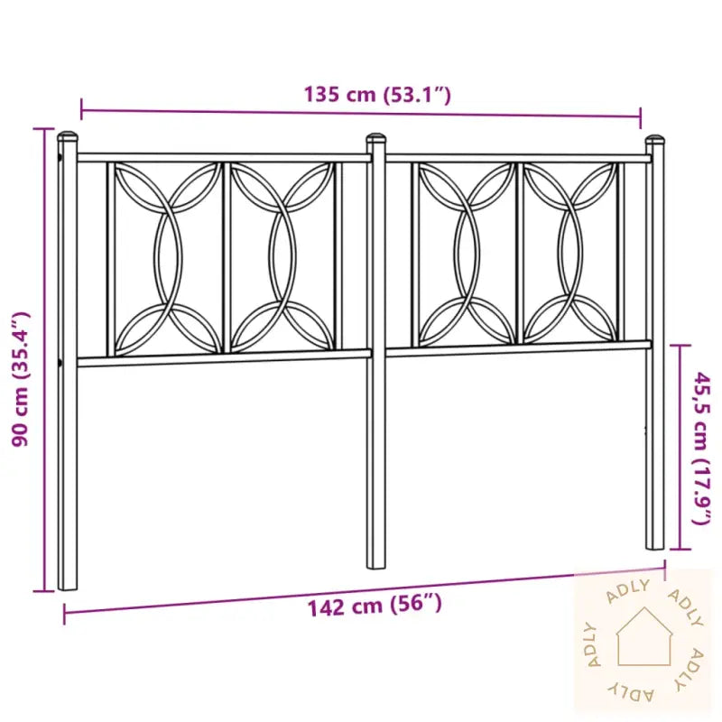 Sengegavl I Metall Svart 135 Cm