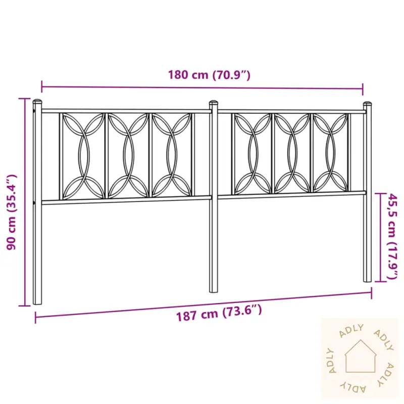 Sengegavl I Metall Hvit 180 Cm