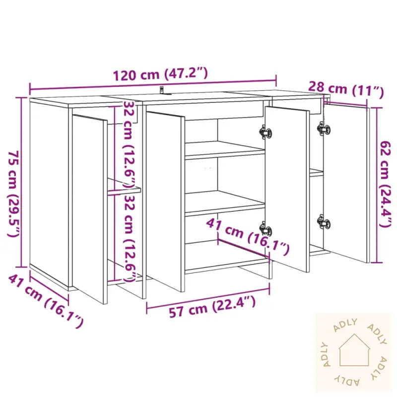 Skjenk Gammelt Tre 120X41X75 Cm Konstruert Tre
