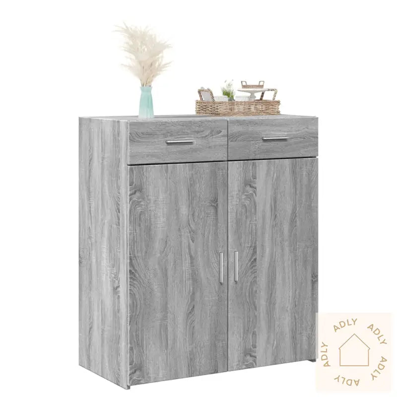 Skjenk Grå Sonoma Eik 80X42,5X93 Cm Konstruert Tre