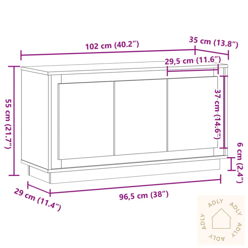 Skjenk Artisan Eik 102X35X55 Cm Konstruert Tre