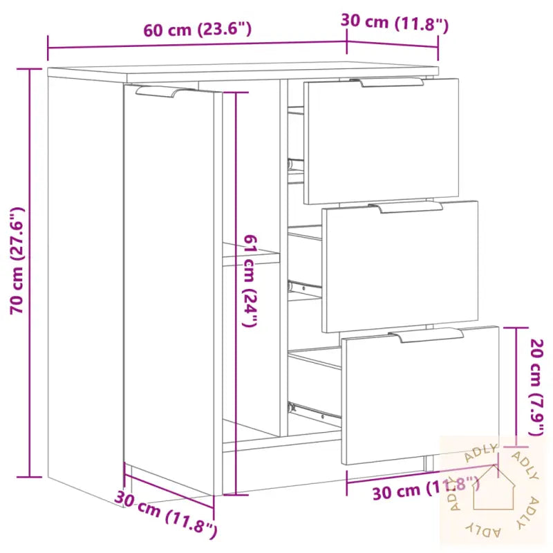 Skjenk Artisan Eik 60X30X70 Cm Konstruert Tre