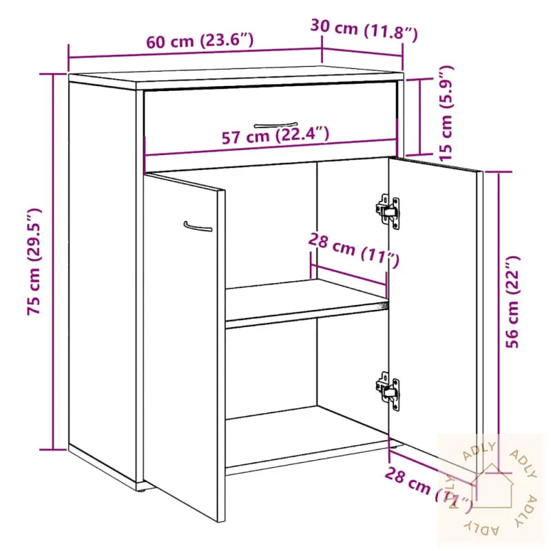 Skjenk Artisan Eik 60X30X75 Cm Konstruert Tre