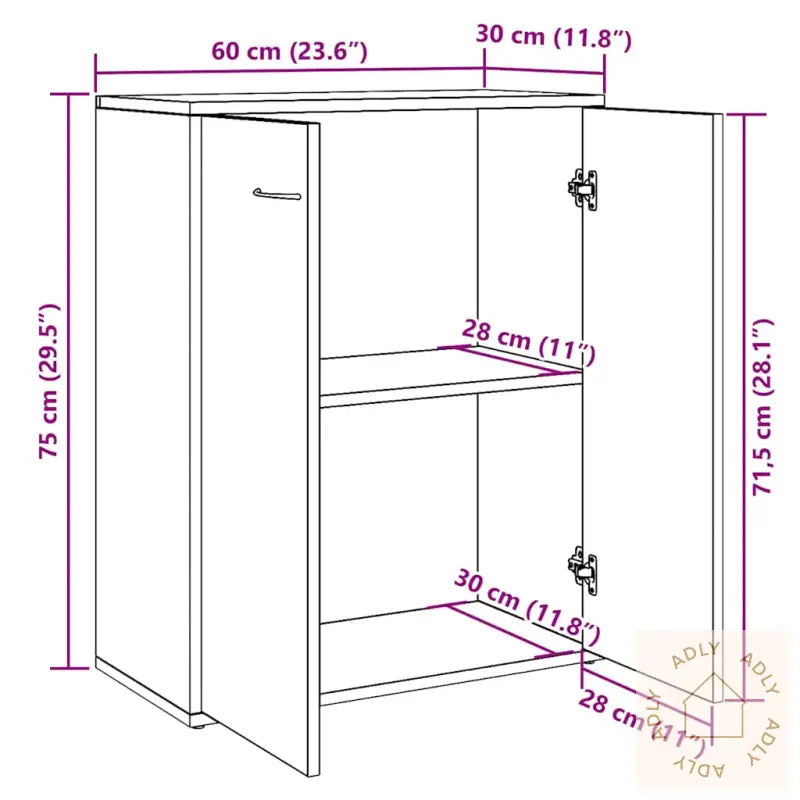 Skjenk Artisan Eik 60X30X75 Cm Konstruert Tre