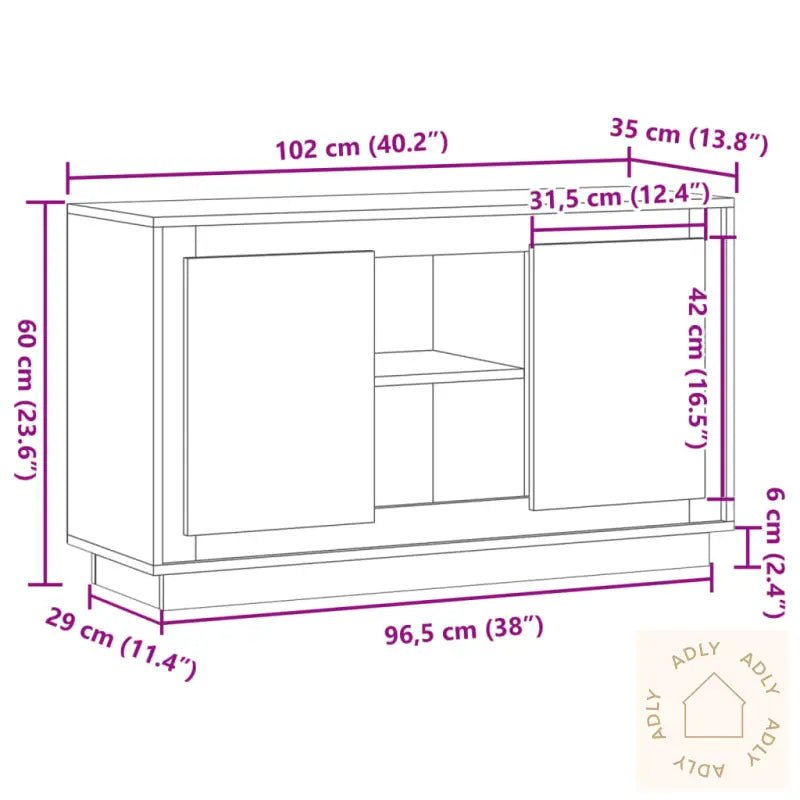 Skjenk Artisan Eik 102X35X60 Cm Konstruert Tre