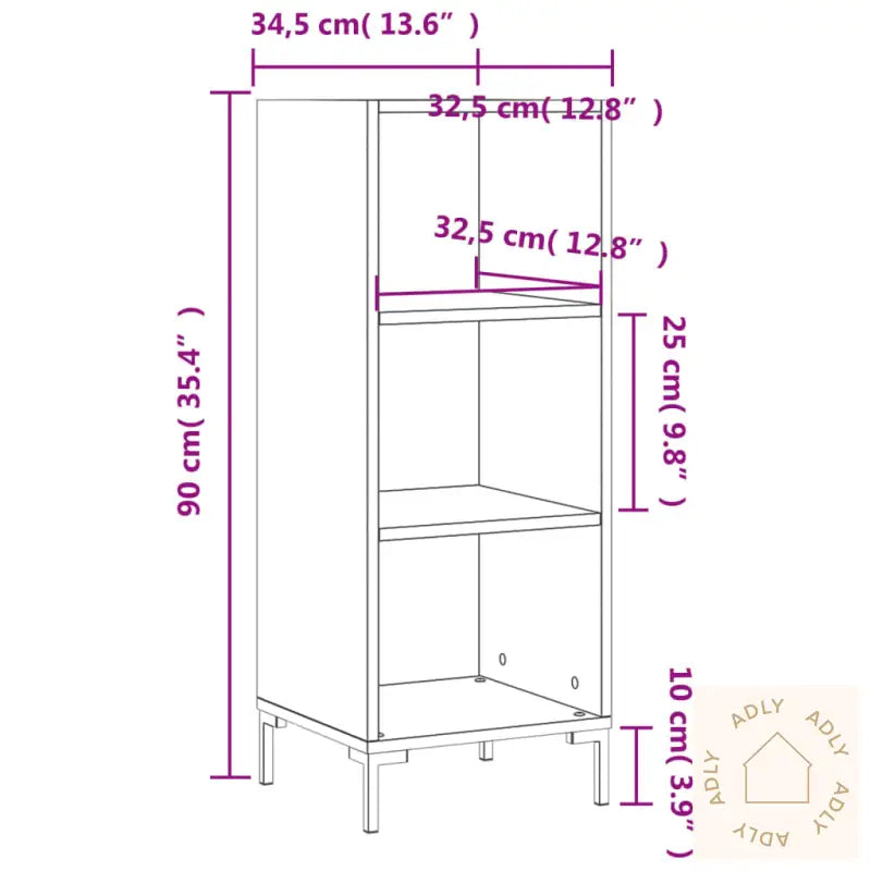 Skjenk Brun Eik 34,5X32,5X90 Cm Konstruert Tre
