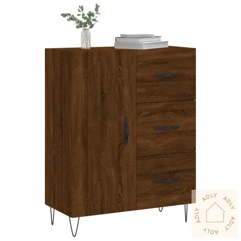 Skjenk Brun Eik 69,5X34X90 Cm Konstruert Tre