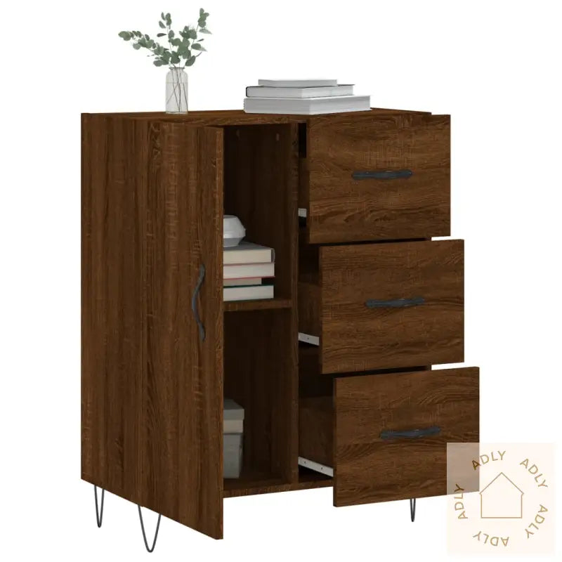 Skjenk Brun Eik 69,5X34X90 Cm Konstruert Tre