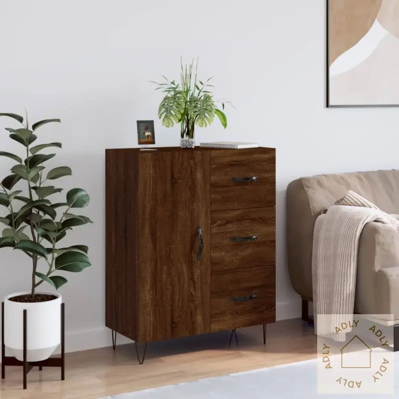 Skjenk Brun Eik 69,5X34X90 Cm Konstruert Tre