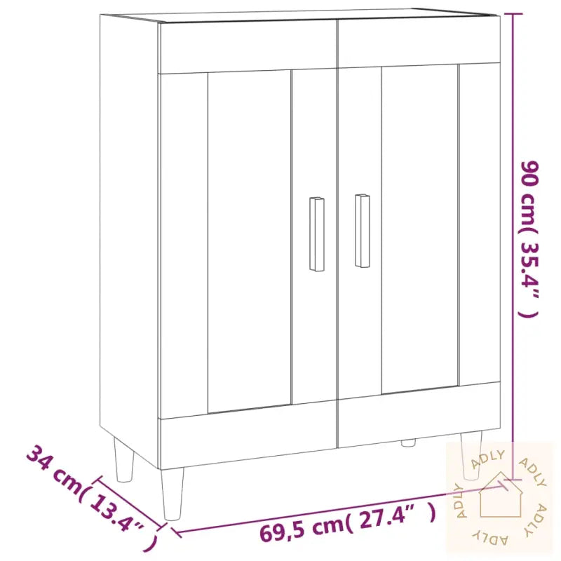 Skjenk Brun Eik 69,5X34X90 Cm Konstruert Tre