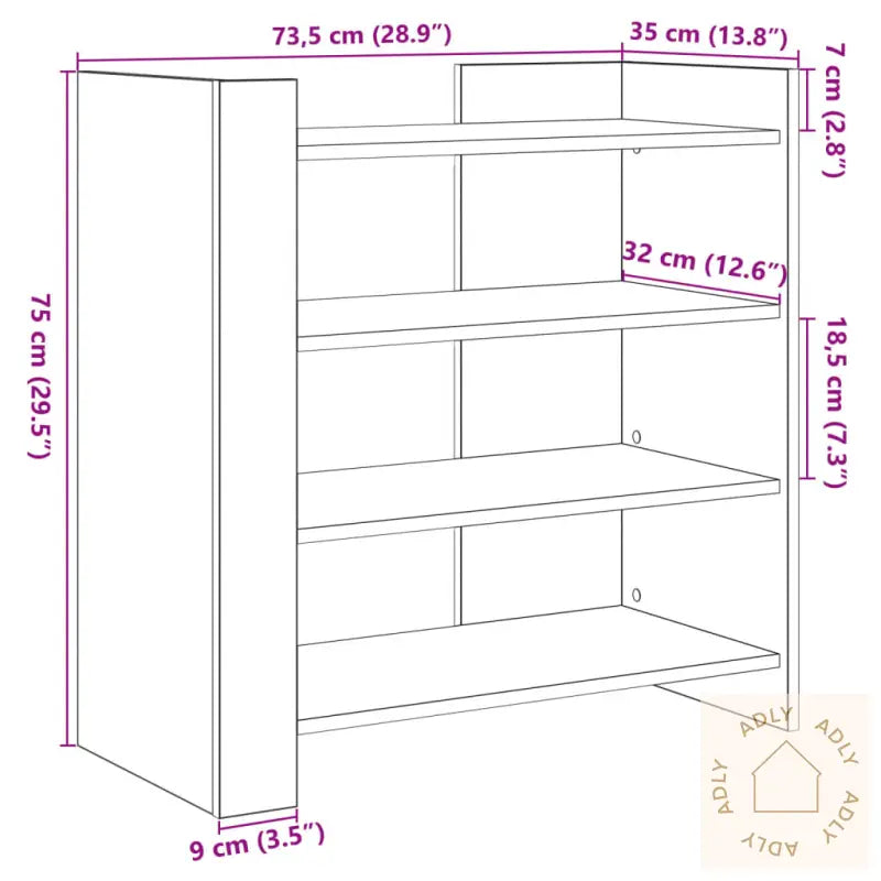 Skjenk Brun Eik 73,5X35X75 Cm Konstruert Tre