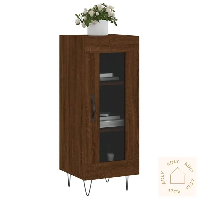 Skjenk Brun Eik 34,5X34X90 Cm Konstruert Tre