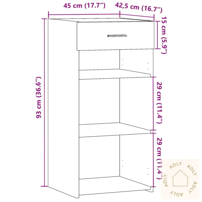 Skjenk Brun Eik 45X42,5X93 Cm Konstruert Tre