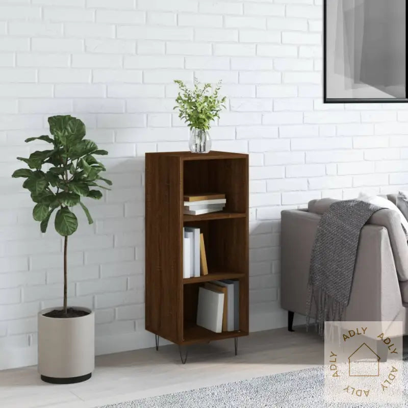 Skjenk Brun Eik 34,5X32,5X90 Cm Konstruert Tre