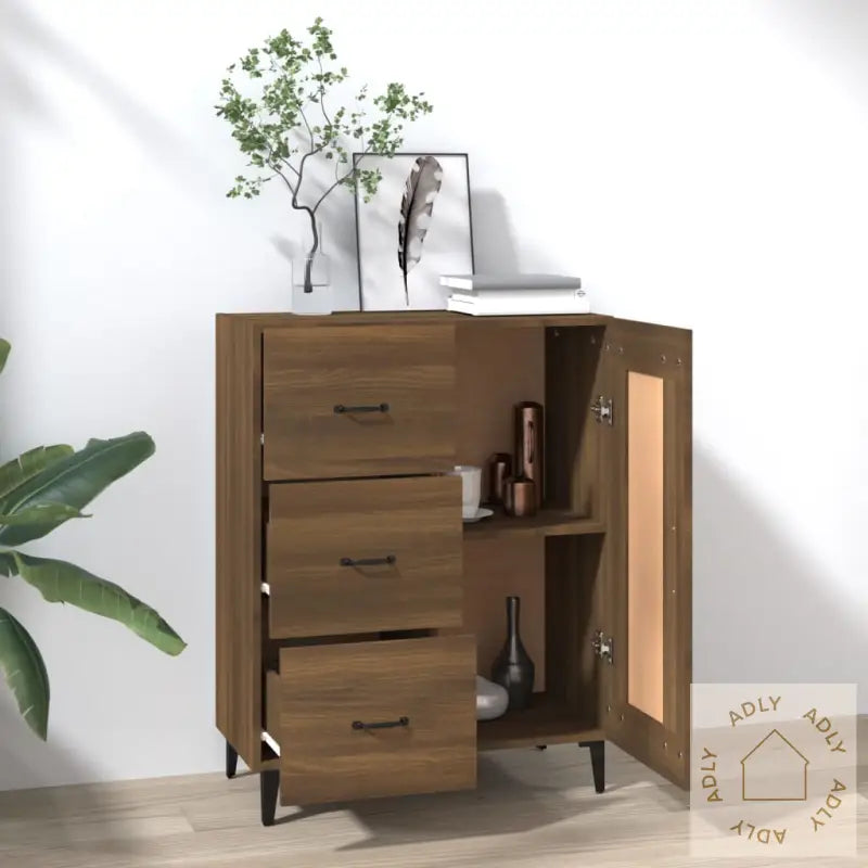 Skjenk Brun Eik 69,5X34X90 Cm Konstruert Tre