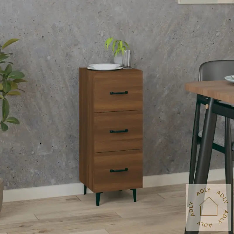 Skjenk Brun Eik 34,5X34X90 Cm Konstruert Tre