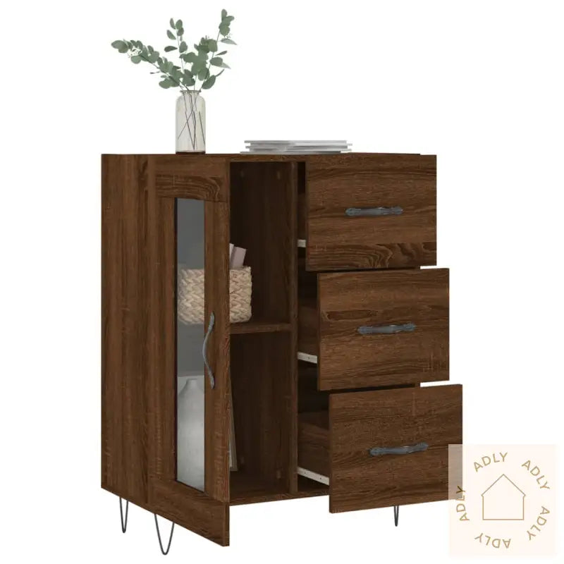 Skjenk Brun Eik 69,5X34X90 Cm Konstruert Tre