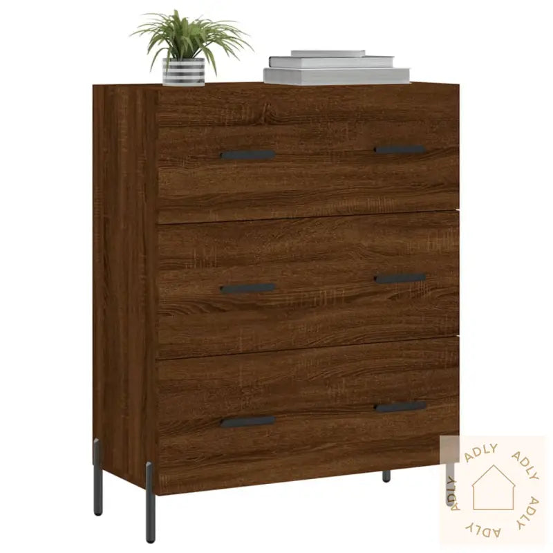 Skjenk Brun Eik 69,5X34X90 Cm Konstruert Tre