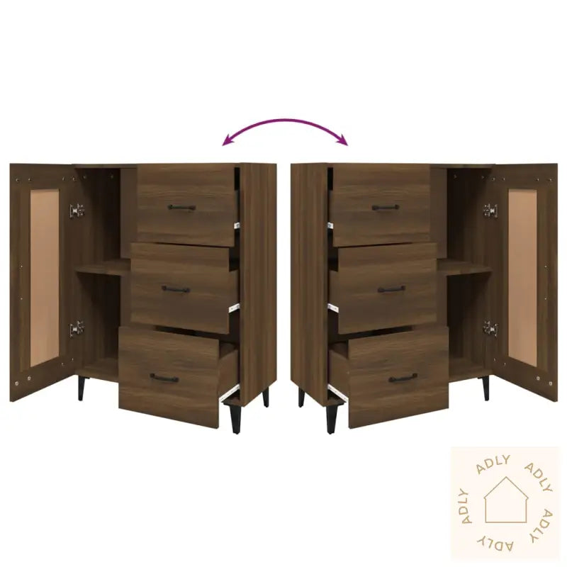 Skjenk Brun Eik 69,5X34X90 Cm Konstruert Tre