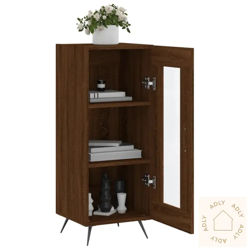 Skjenk Brun Eik 34,5X34X90 Cm Konstruert Tre