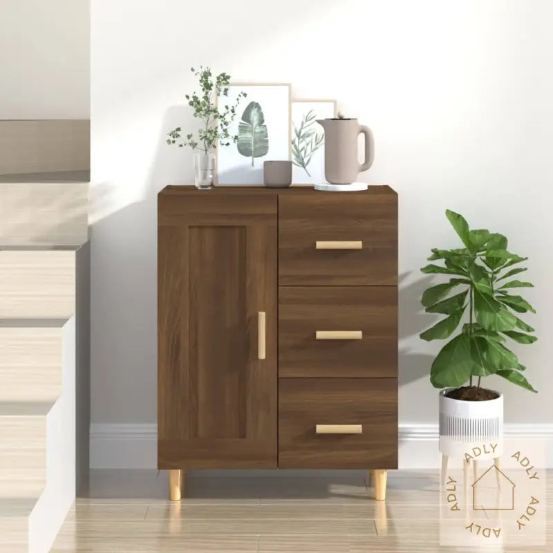 Skjenk Brun Eik 69,5X34X90 Cm Konstruert Tre