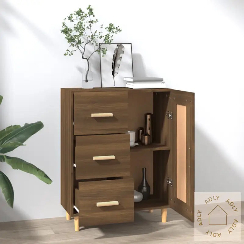 Skjenk Brun Eik 69,5X34X90 Cm Konstruert Tre