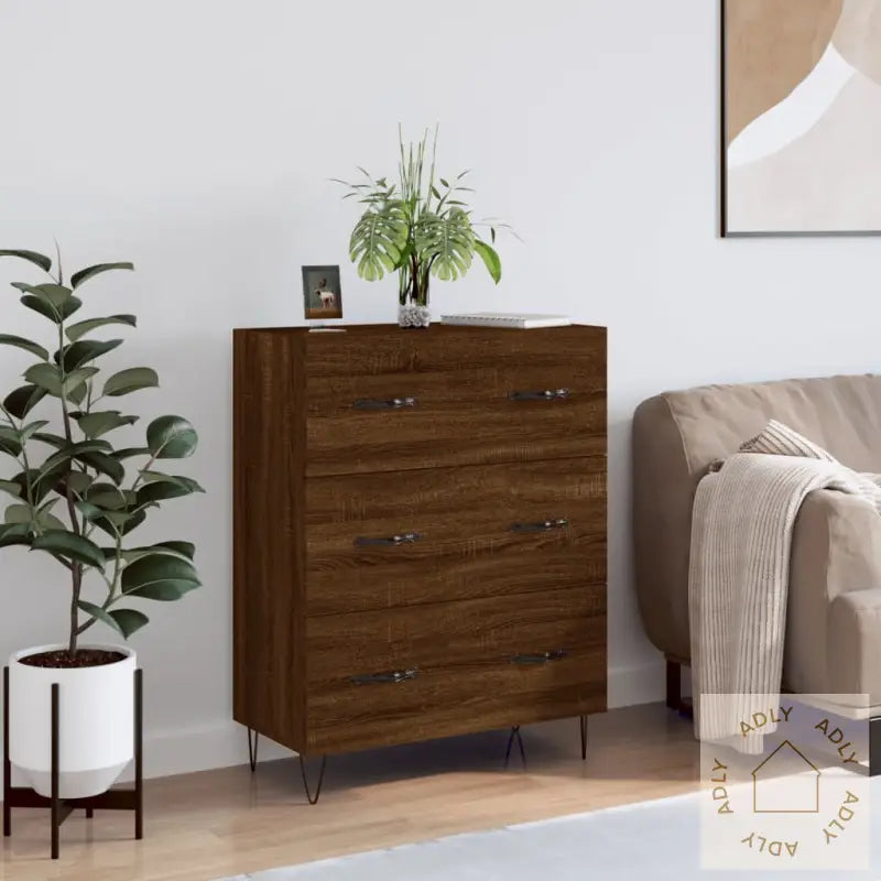Skjenk Brun Eik 69,5X34X90 Cm Konstruert Tre