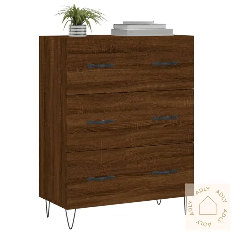 Skjenk Brun Eik 69,5X34X90 Cm Konstruert Tre