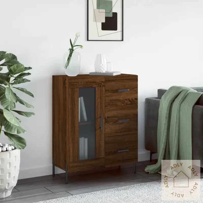 Skjenk Brun Eik 69,5X34X90 Cm Konstruert Tre