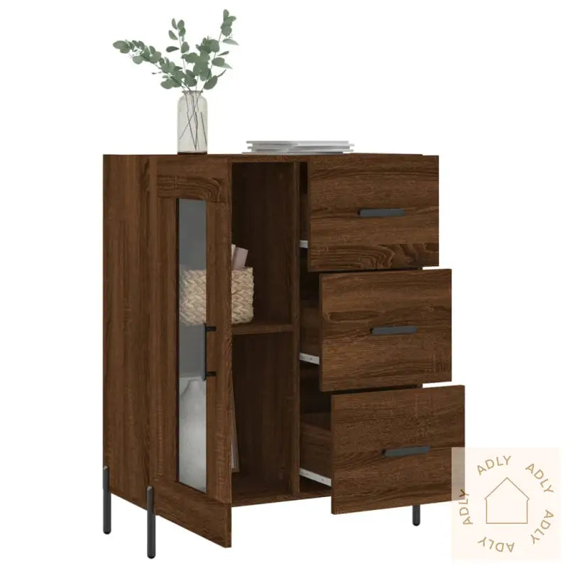 Skjenk Brun Eik 69,5X34X90 Cm Konstruert Tre