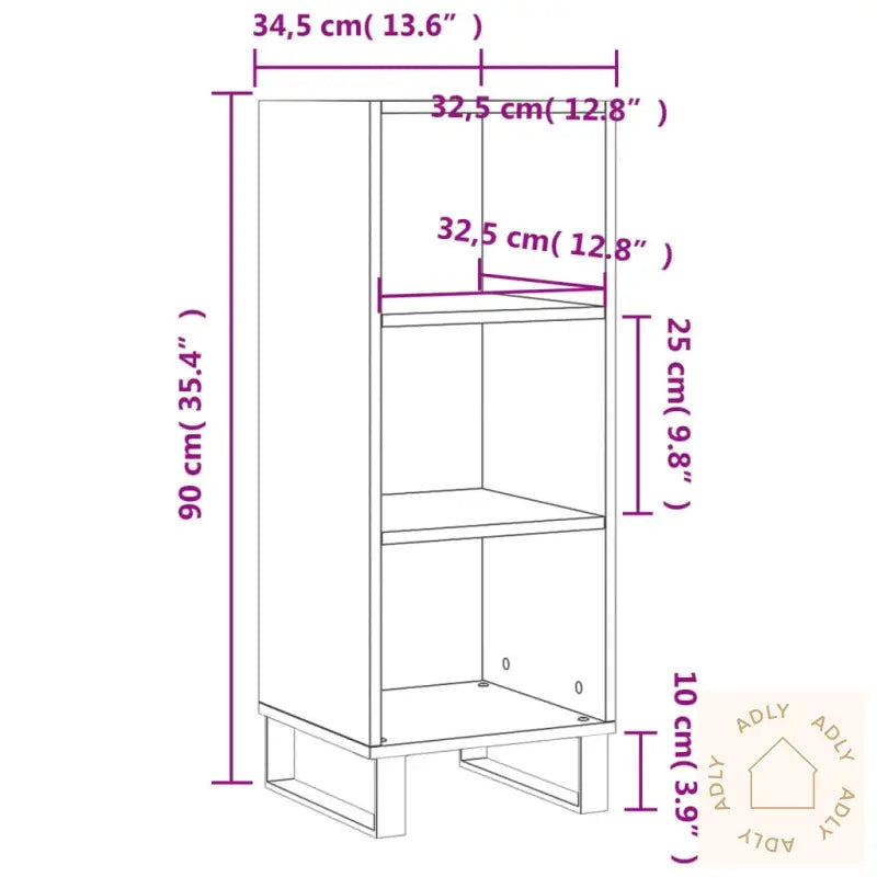 Skjenk Brun Eik 34,5X32,5X90 Cm Konstruert Tre