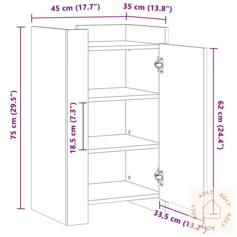 Skjenk Brun Eik 45X35X75 Cm Konstruert Tre