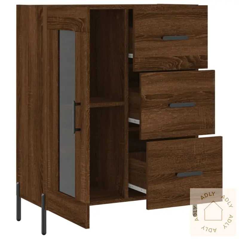 Skjenk Brun Eik 69,5X34X90 Cm Konstruert Tre