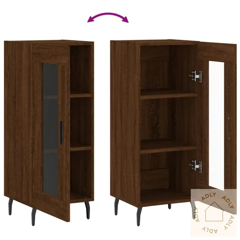 Skjenk Brun Eik 34,5X34X90 Cm Konstruert Tre