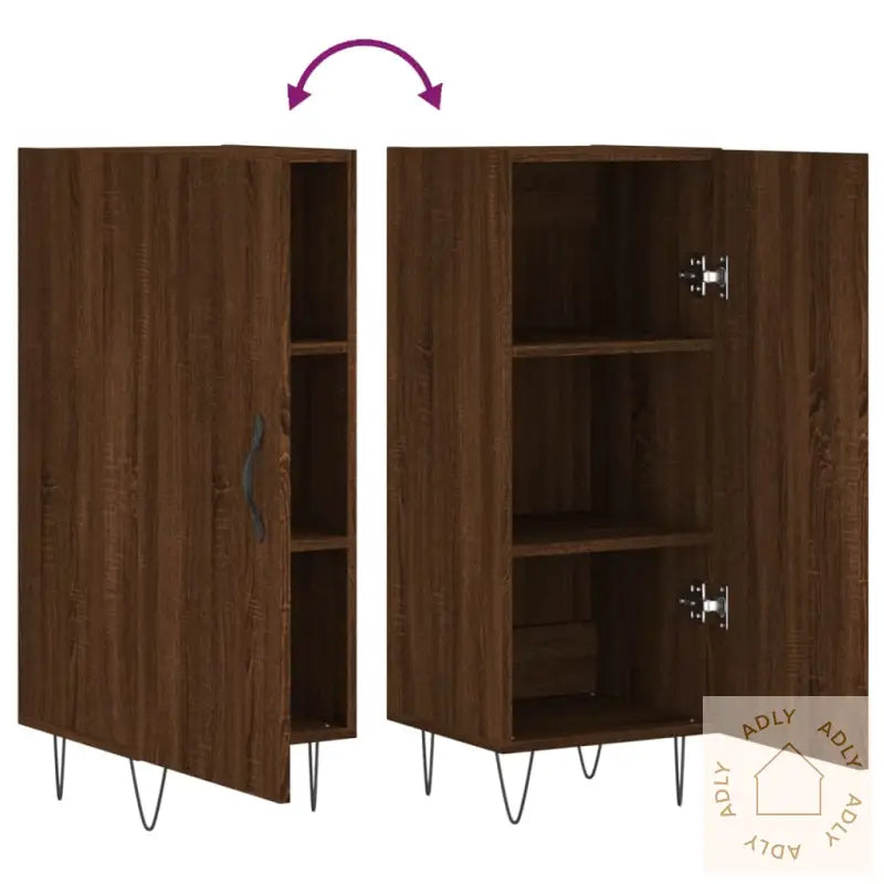 Skjenk Brun Eik 34,5X34X90 Cm Konstruert Tre
