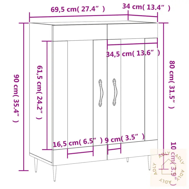 Skjenk Røkt Eik 69,5X34X90 Cm Konstruert Tre