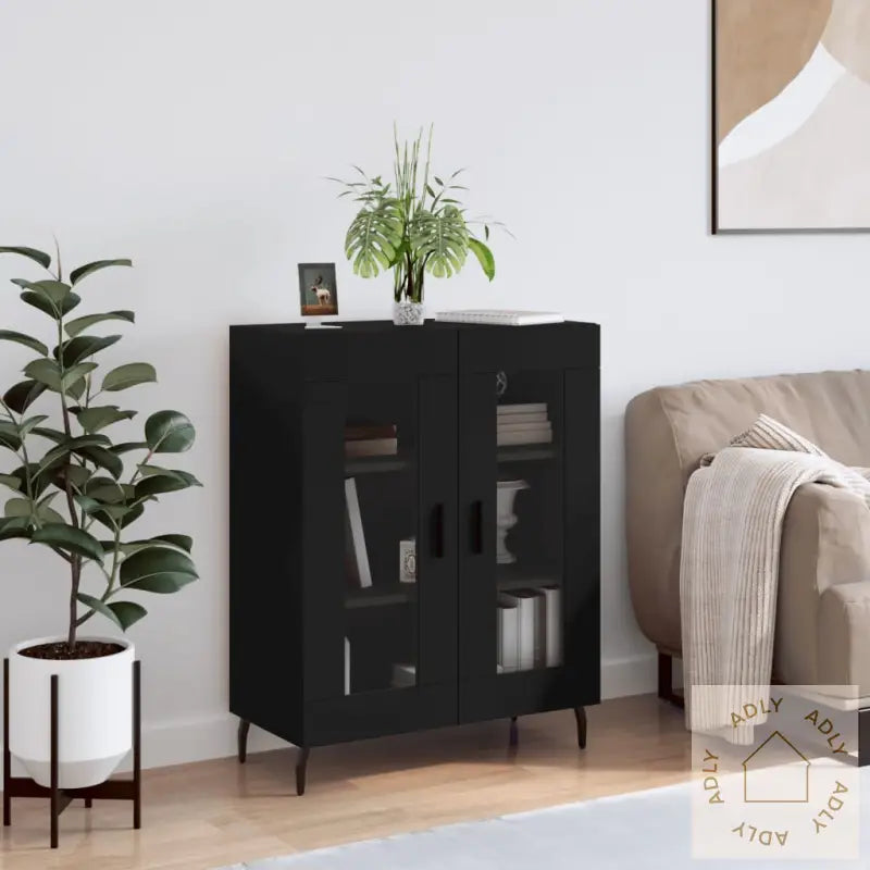 Skjenk Svart 69,5X34X90 Cm Konstruert Tre