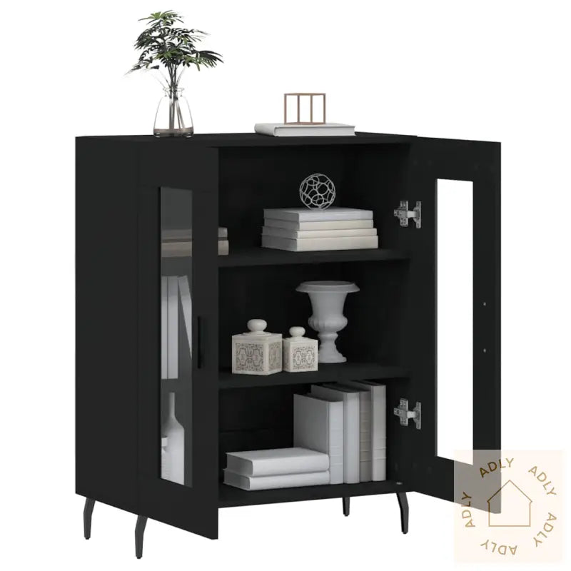 Skjenk Svart 69,5X34X90 Cm Konstruert Tre