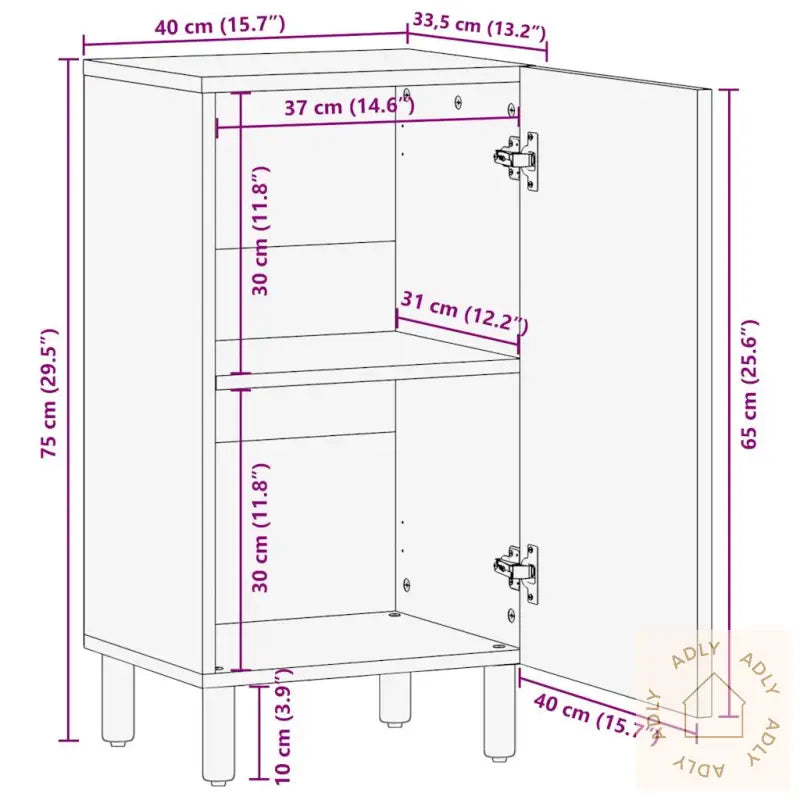 Skjenk 40X33,5X75 Cm Grovt Heltre Mangotre