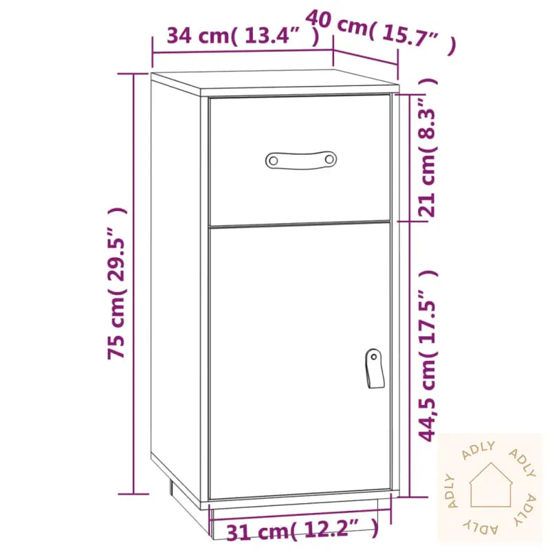 Skjenk Svart 34X40X75 Cm Heltre Furu