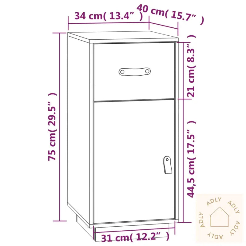 Skjenk Hvit 34X40X75 Cm Heltre Furu